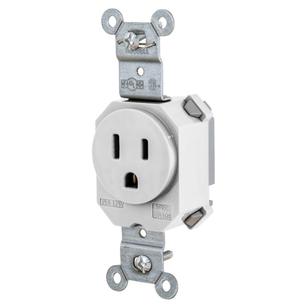 Hubbell Wiring Device-Kellems Straight Blade Devices, Receptacles, Single, SNAPConnect, 15A 125V, 2-Pole 3-Wire Grounding, 5-15R, White. - SNAP5261W