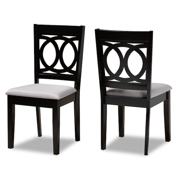 Baxton Studio Lenoir Grey Upholstered Espresso Wood 2-Piece Dining Chair Set - 162-10524