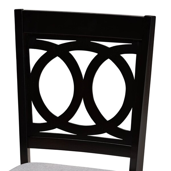 Baxton Studio Lenoir Grey Upholstered Espresso Wood 2-Piece Dining Chair Set - 162-10524