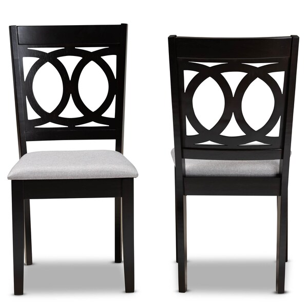 Baxton Studio Lenoir Grey Upholstered Espresso Wood 2-Piece Dining Chair Set - 162-10524