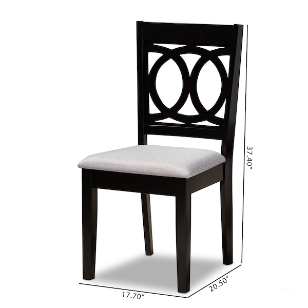 Baxton Studio Lenoir Grey Upholstered Espresso Wood 2-Piece Dining Chair Set - 162-10524
