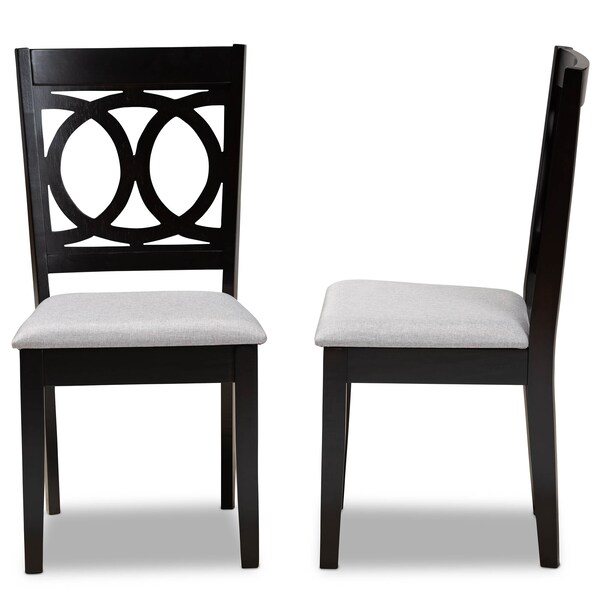 Baxton Studio Lenoir Grey Upholstered Espresso Wood 2-Piece Dining Chair Set - 162-10524