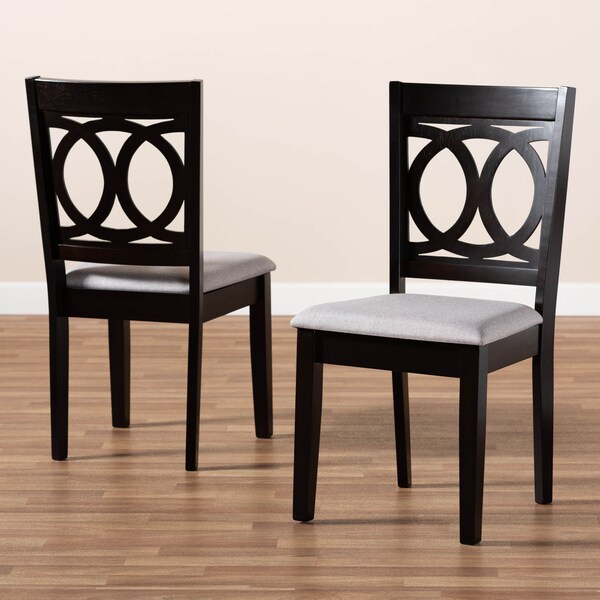 Baxton Studio Lenoir Grey Upholstered Espresso Wood 2-Piece Dining Chair Set - 162-10524