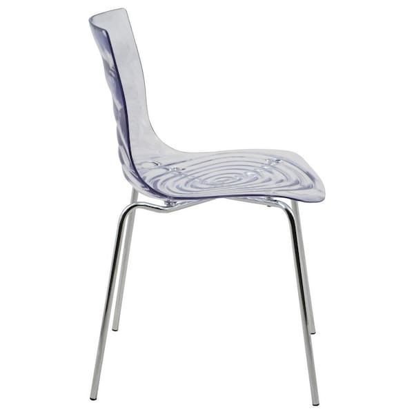 Leisuremod Astor Water Ripple Design Dining Chair, Clear, 4PK - AC20CL4