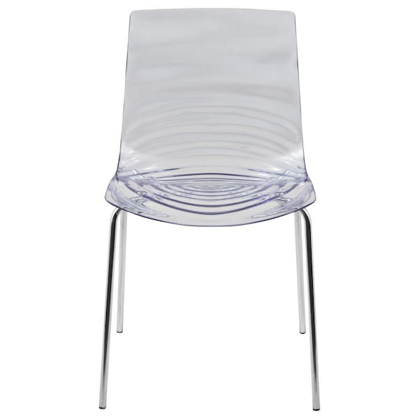 Leisuremod Astor Water Ripple Design Dining Chair, Clear, 4PK - AC20CL4