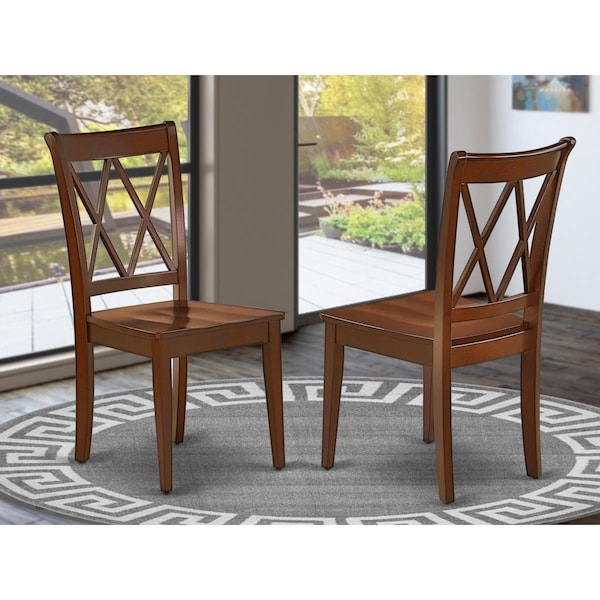 East West Furniture Clarksville Double X-back Chairs - Mahoganyh - Set of 2 - CLC-MAH-W