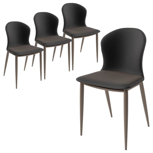 Leisuremod Mosaic Collection Modern Dining Chair in Charcoal Fabric, 4PK - MC44CH4