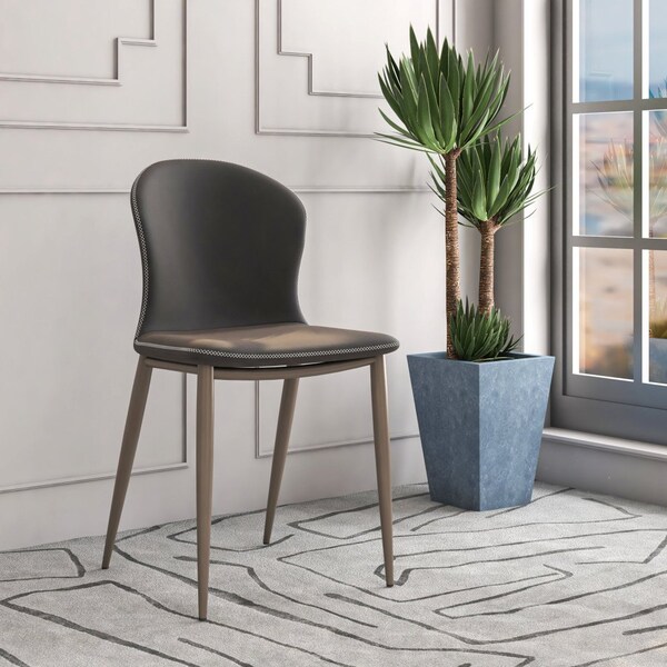 Leisuremod Mosaic Collection Modern Dining Chair in Charcoal Fabric, 4PK - MC44CH4