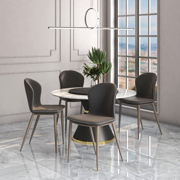Leisuremod Mosaic Collection Modern Dining Chair in Charcoal Fabric, 4PK - MC44CH4