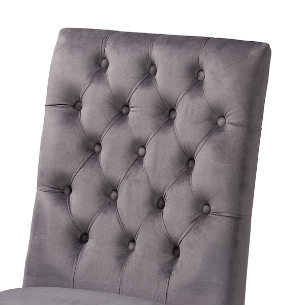 Baxton Studio Caspera Contemporary Glam and Luxe Grey Velvet Fabric and Silver Metal 2Piece Dining Chair Set - 221-2PC-12906-ZORO