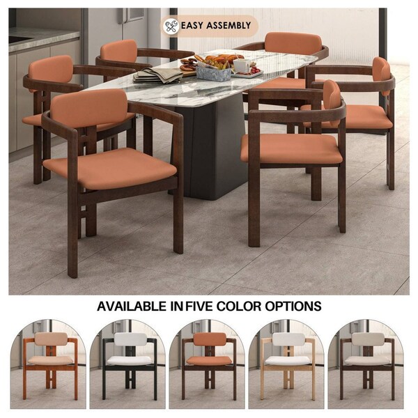 Leisuremod Velo Series Modern Dining Chair in Black Walnut Wood with Dark Brown Seat, 2PK - VCBW-51DBR-2