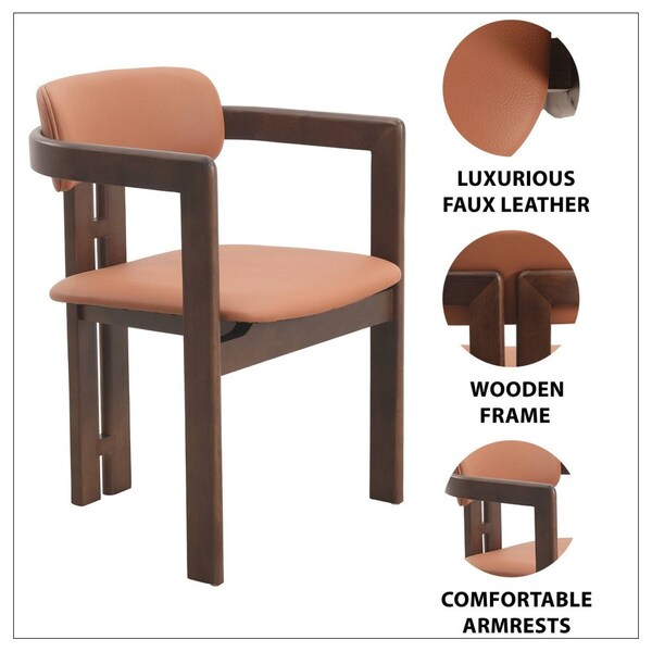 Leisuremod Velo Series Modern Dining Chair in Black Walnut Wood with Dark Brown Seat, 2PK - VCBW-51DBR-2