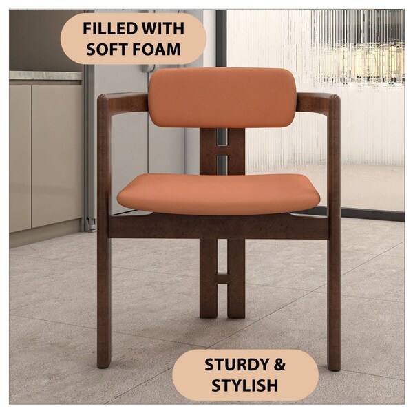 Leisuremod Velo Series Modern Dining Chair in Black Walnut Wood with Dark Brown Seat, 2PK - VCBW-51DBR-2