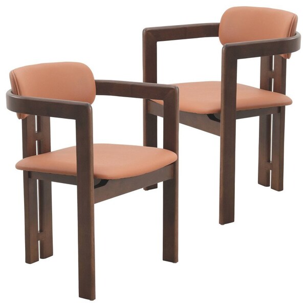 Leisuremod Velo Series Modern Dining Chair in Black Walnut Wood with Dark Brown Seat, 2PK - VCBW-51DBR-2