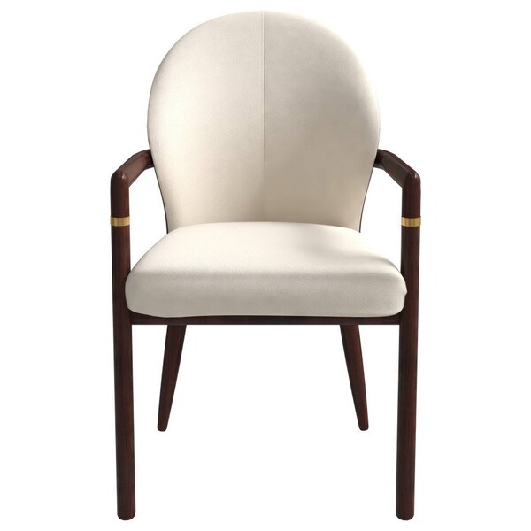 Leisuremod Opaline Series Elegant Wooden Dining Chair in Brown/Cream, 4PK - OC24BRCR4