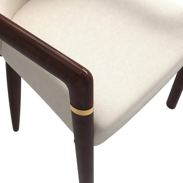 Leisuremod Opaline Series Elegant Wooden Dining Chair in Brown/Cream, 4PK - OC24BRCR4