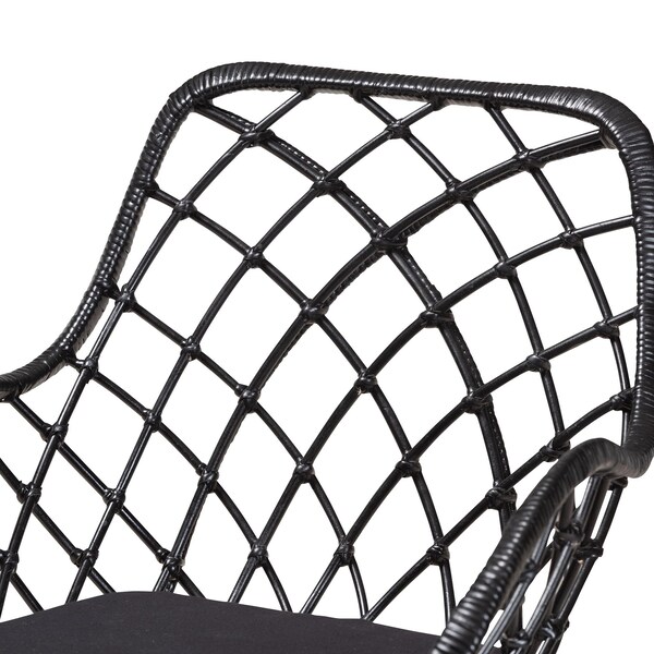 Baxton Studio Ballerina Modern Bohemian Black Finished Rattan and Metal 2-Piece Dining Chair Set, PR - 231-2PC-12823-ZORO