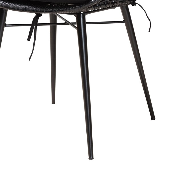 Baxton Studio Ballerina Modern Bohemian Black Finished Rattan and Metal 2-Piece Dining Chair Set, PR - 231-2PC-12823-ZORO