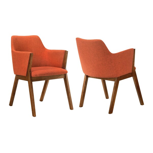 Armen Living Renzo Orange Fabric and Walnut Wood Dining Side Chairs - Set of 2 - LCRESIWAOR