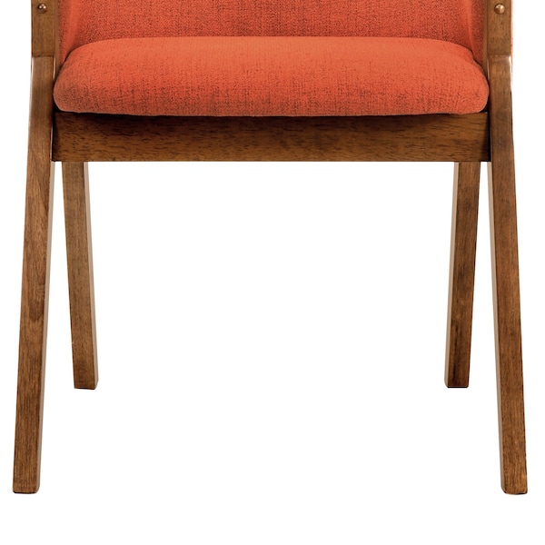 Armen Living Renzo Orange Fabric and Walnut Wood Dining Side Chairs - Set of 2 - LCRESIWAOR