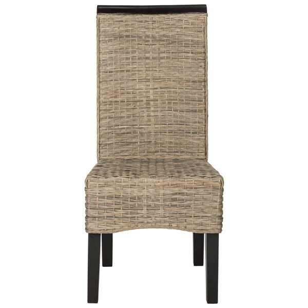 Safavieh 17.3 x 24 x 39.3 in. Ilya Wicker Dining Chair, Grey - Set of 2 - SEA8017A-SET2