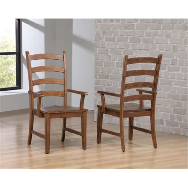 Fine-Line Simply Brook Ladder Back Dining Arm Chair - Amish Brown Set of 2 - FI3765762