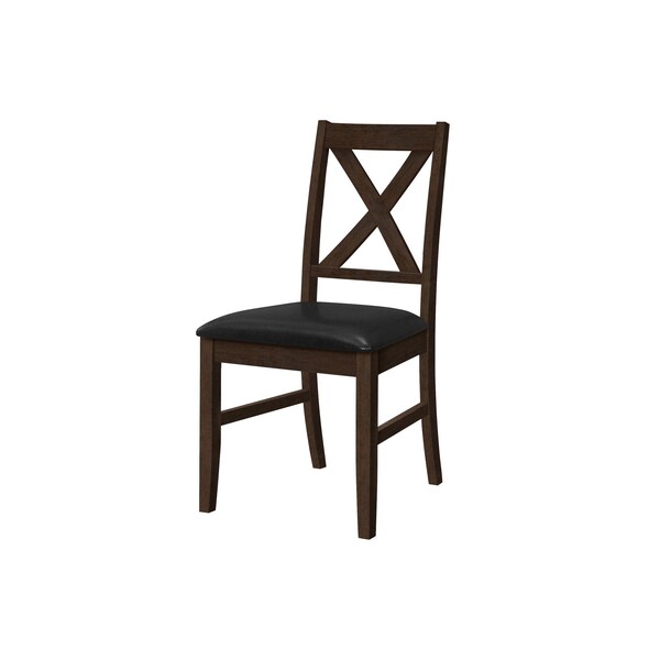 Monarch Specialties Dining Chair, 37'' Height, Upholstered, Brown Solid Wood, Brown Leather Look, Transitional, 2PK - I 1333
