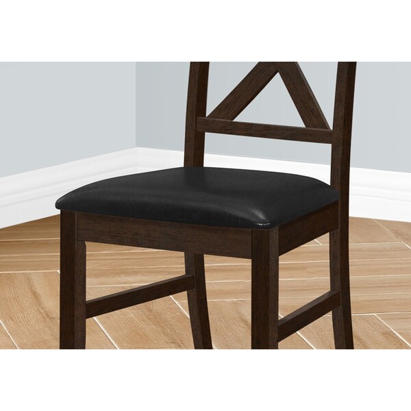 Monarch Specialties Dining Chair, 37'' Height, Upholstered, Brown Solid Wood, Brown Leather Look, Transitional, 2PK - I 1333