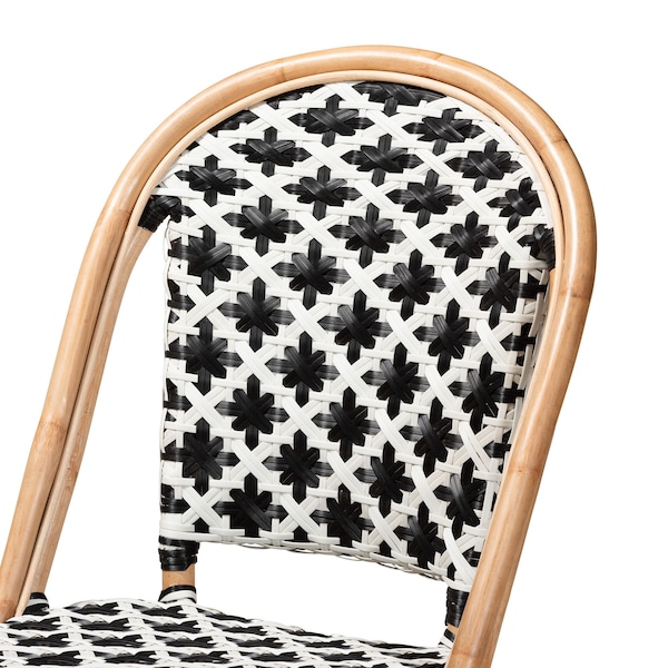 Baxton Studio Ambre Modern French Black and White Weaving Natural Rattan 2-Piece Bistro Chair Set, PR - 229-2PC-13110-ZORO