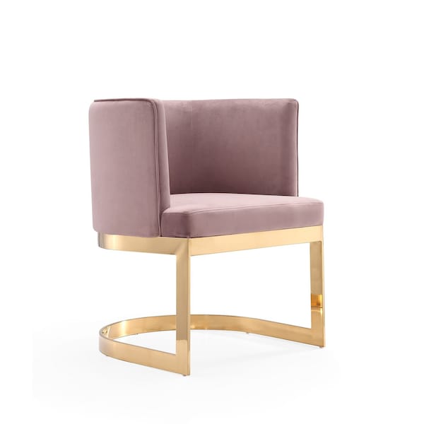 Manhattan Comfort Aura Dining Chair in Blush and Polished Brass - DC026-BH