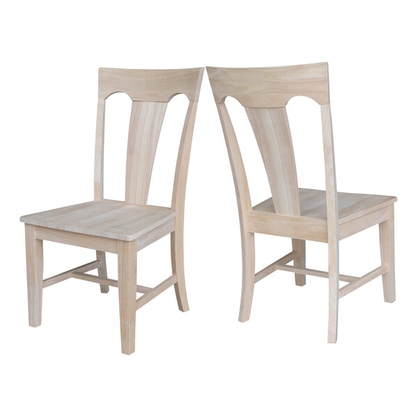 International Concepts Elle Solid Wood Splat Back Dining Chairs - Set of 2 - Unfinished - CI-68P