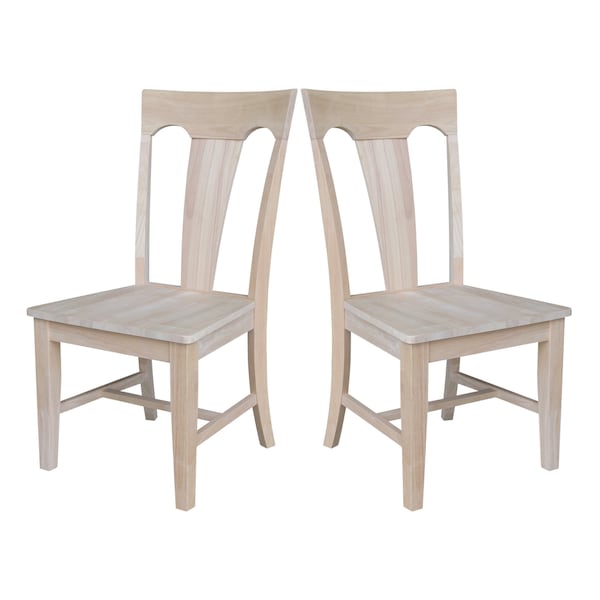 International Concepts Elle Solid Wood Splat Back Dining Chairs - Set of 2 - Unfinished - CI-68P
