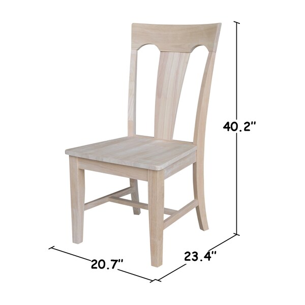 International Concepts Elle Solid Wood Splat Back Dining Chairs - Set of 2 - Unfinished - CI-68P