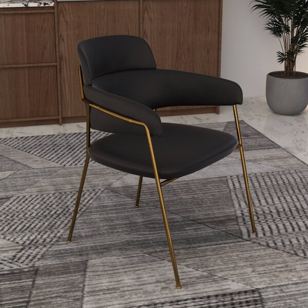 Leisuremod Axis Collection Modern Gold Dining Chair in Black - ACG22BL