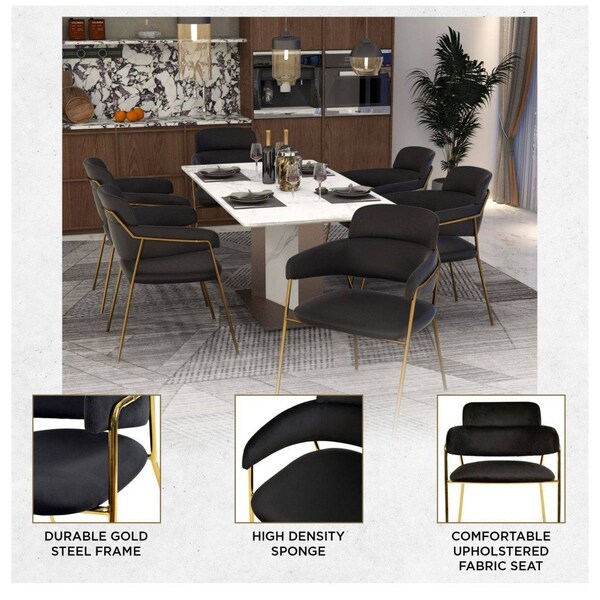 Leisuremod Axis Collection Modern Gold Dining Chair in Black - ACG22BL