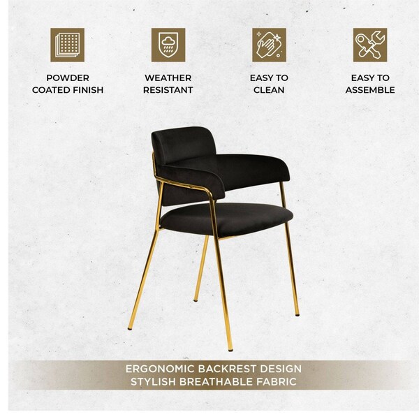Leisuremod Axis Collection Modern Gold Dining Chair in Black - ACG22BL