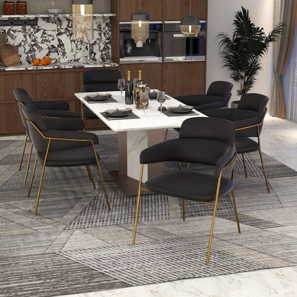 Leisuremod Axis Collection Modern Gold Dining Chair in Black - ACG22BL