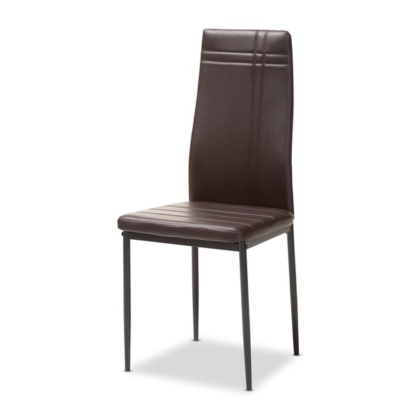 Baxton Studio Matiese Modern Brown Faux Leather Upholstered Dining Chair, PK4 - 146-8785