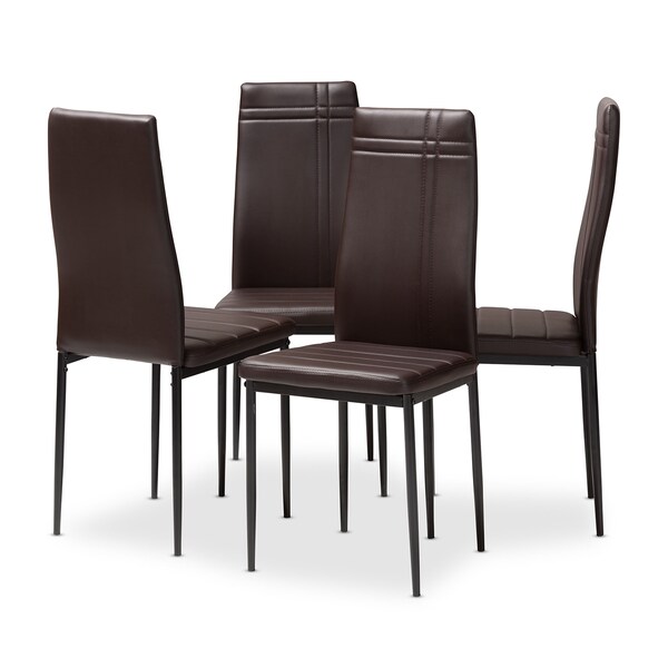 Baxton Studio Matiese Modern Brown Faux Leather Upholstered Dining Chair, PK4 - 146-8785