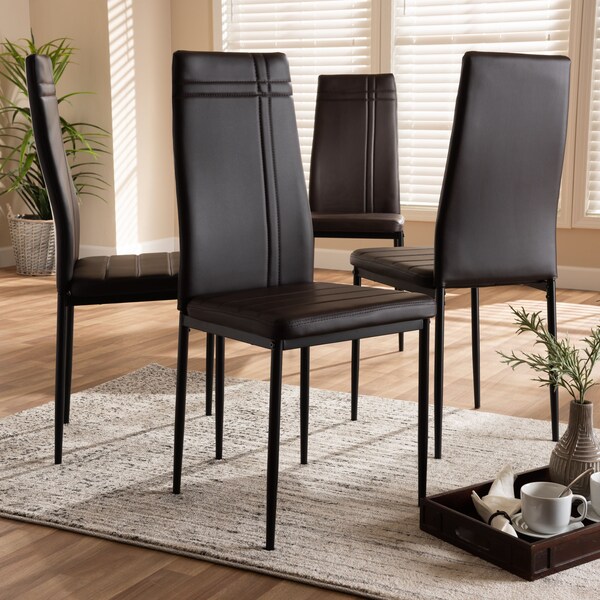 Baxton Studio Matiese Modern Brown Faux Leather Upholstered Dining Chair, PK4 - 146-8785