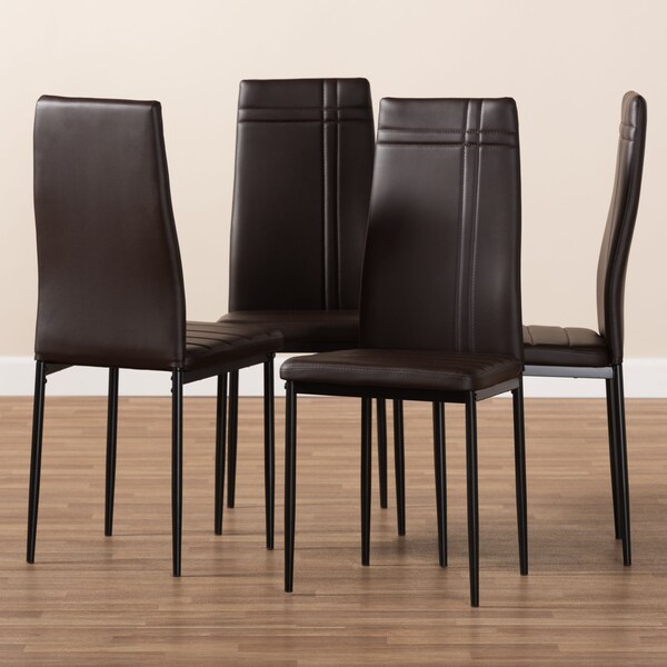 Baxton Studio Matiese Modern Brown Faux Leather Upholstered Dining Chair, PK4 - 146-8785