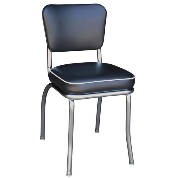 Bookazine 4210 Diner Chair -Black- with 2 in. Box Seat -  Chrome - Black - TI28276