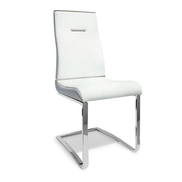 Deluxdesigns 22 in. Jon Cantilever Steel Vegan Leather Dining Chair, White - Set of 2 - DE3348885