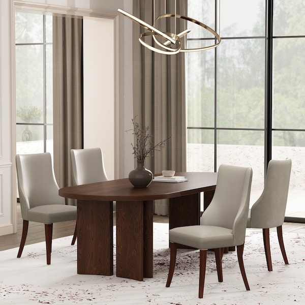 Manhattan Comfort Connie Dining Chair in Light Grey - Set of 4 - 2-DC095-LG