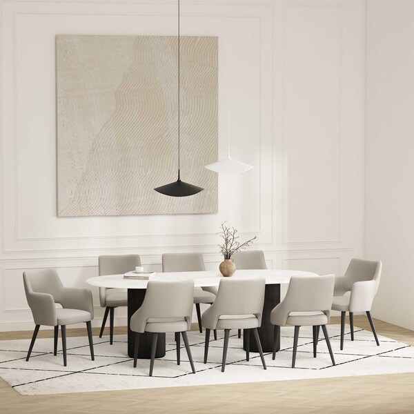 Manhattan Comfort 8-Piece Tremont Dining Chair in Stone - 8-DC104-ST