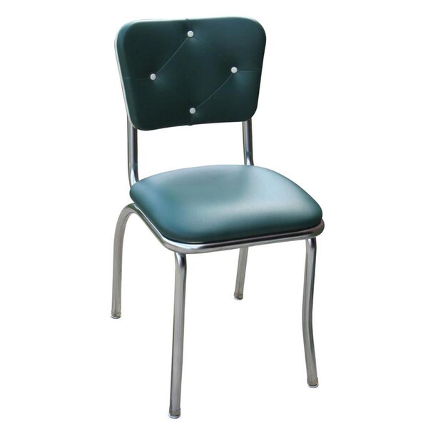 Bookazine 4140 Lucy Diner Chair -Green- with 1 in. Pulled Seat  - Chrome - TI2644162