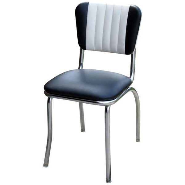 Bookazine 4190 Dual Tone Channel Back Diner Chair -Black- with 1 in. Pulled Seat  - Chrome - TI2644177
