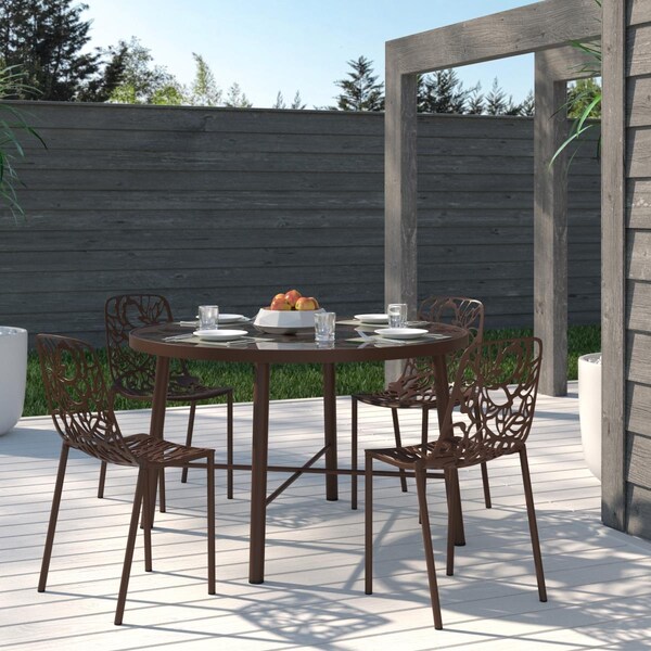 Kd Americana 32 x 24.5 x 21.5 in. Modern Devon Aluminum Chair, Brown, 4PK - KD3034461