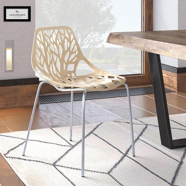 Kd Americana 31.5 x 20.75 x 21 in. Modern Asbury Dining Chair with Chromed Legs, Cream - KD2609673