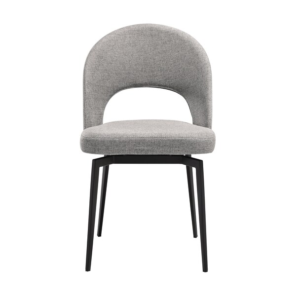 Armen Living Lucia Swivel Upholstered Dining Chair in Gray Fabric with Black Metal Legs - Set of 2 - LCLUSIGRYBLK